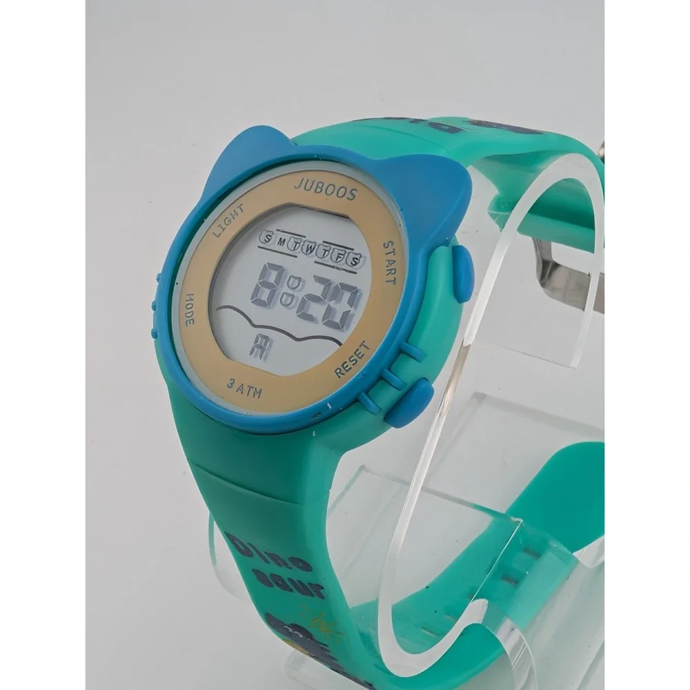 Juboos Kids Digital Dinosaur Watch Green/Blue Band Light Up Dial- New Battery